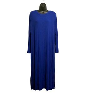 Motherhood Maternity Royal Blue Ribbed Long Sleeve Maxi Dress XXL 2 Side Slits
